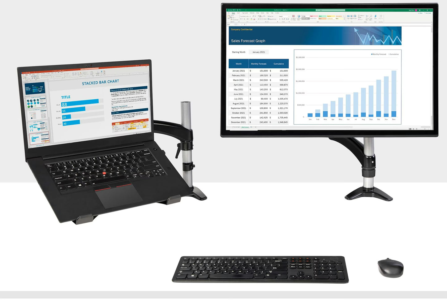 Startech laptop armsteun met bureau beugel zwart - Gebruikt