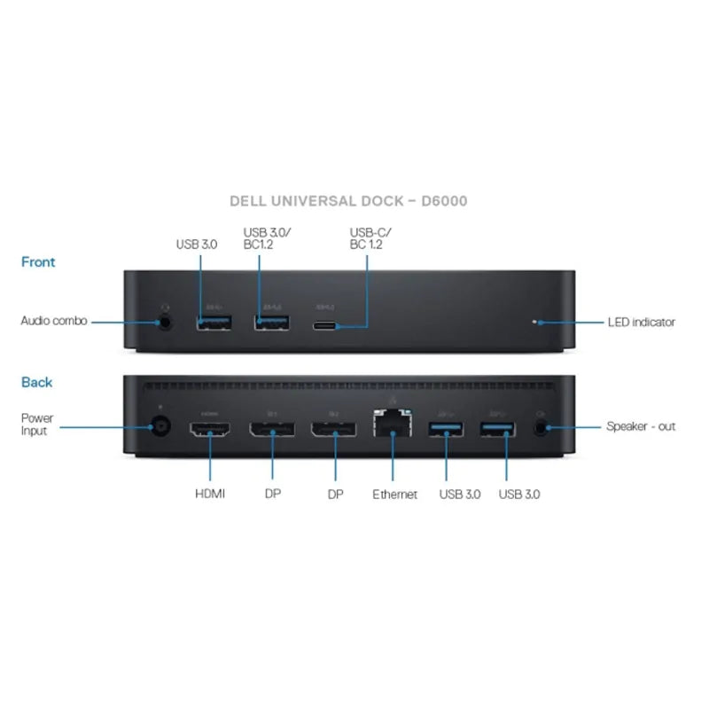 Dell D6000 Dockingstation – Triple Display – USB-C & USB 3.0
